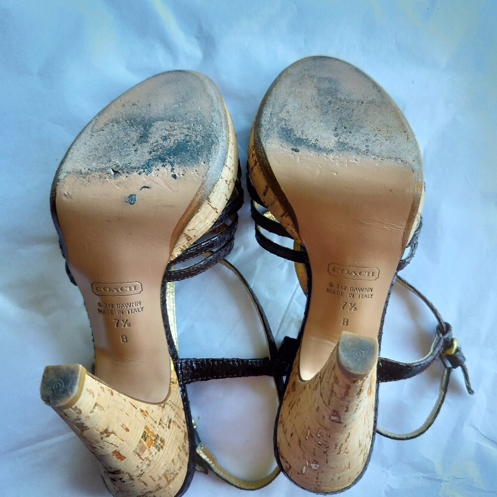 Coach Dawn Black Tan Open Toe Strappy Sandal 7.5 - Picture 9 of 12